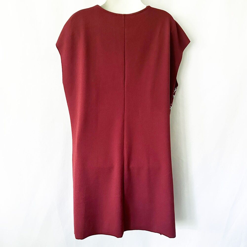 NWT ZARA Basic Embroidered Knit Sheath Dress (L) in Burnt Brick & White Paisley - Picture 7 of 14